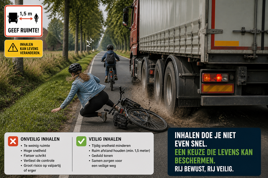 fietser en grote voertuigen