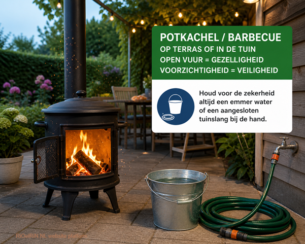 Potkachel bbq brandgevaar water